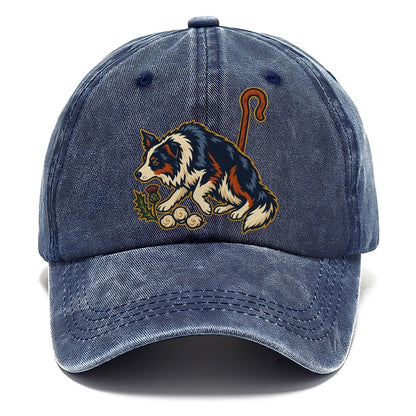 Shepherd Crook Sheepdog And Wool Sprig Uk Culture Heritage Classic Cap – Twilight Navy
