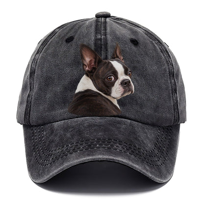 Boston Terrier Over The Shoulder Character Club Classic Cap – Graphite