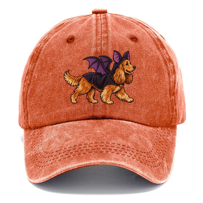 One Cocker Spaniel In Halloween Costume Bat Costume With Soft Felt Wings Halloween Dog Parade Classic Cap – Terracotta Clay