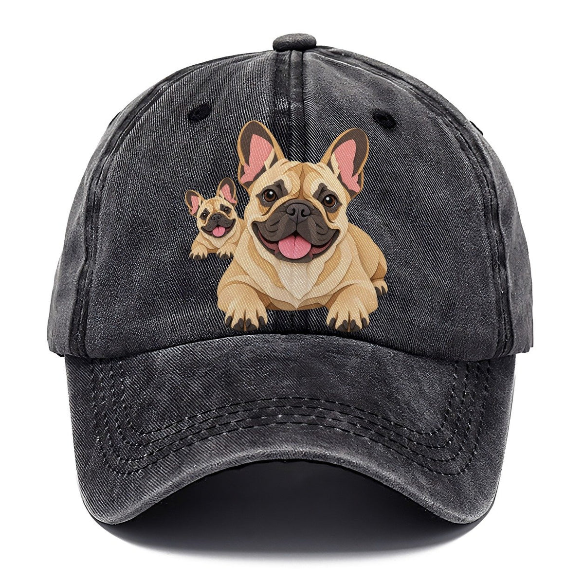 Cut-Paper Collage French Bulldog Lying Down Classic Cap – Graphite