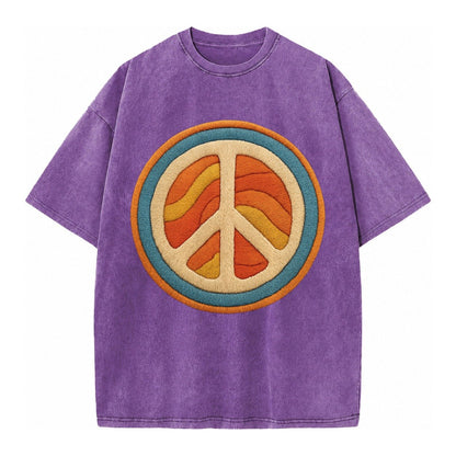 Retro Peace Harmony Vintage T-shirt – Purple