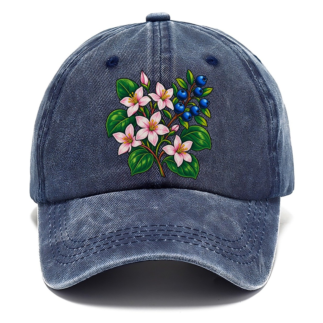 Nova Scotia Mayflower And Wild Blueberries Canada Cultural Icons Classic Cap – Twilight Navy