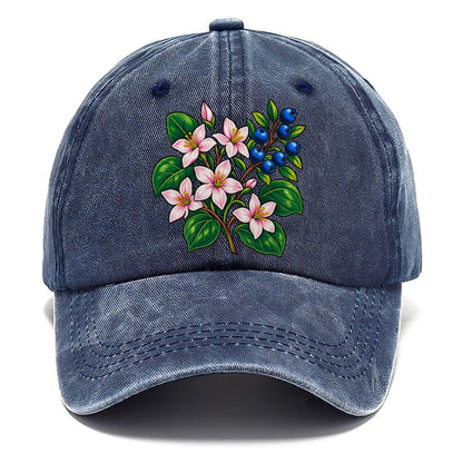 Nova Scotia Mayflower And Wild Blueberries Canada Cultural Icons Classic Cap – Twilight Navy