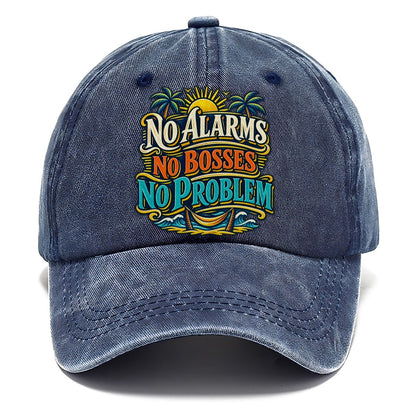 No Alarms No Bosses No Problem Retired Living Classic Cap – Twilight Navy