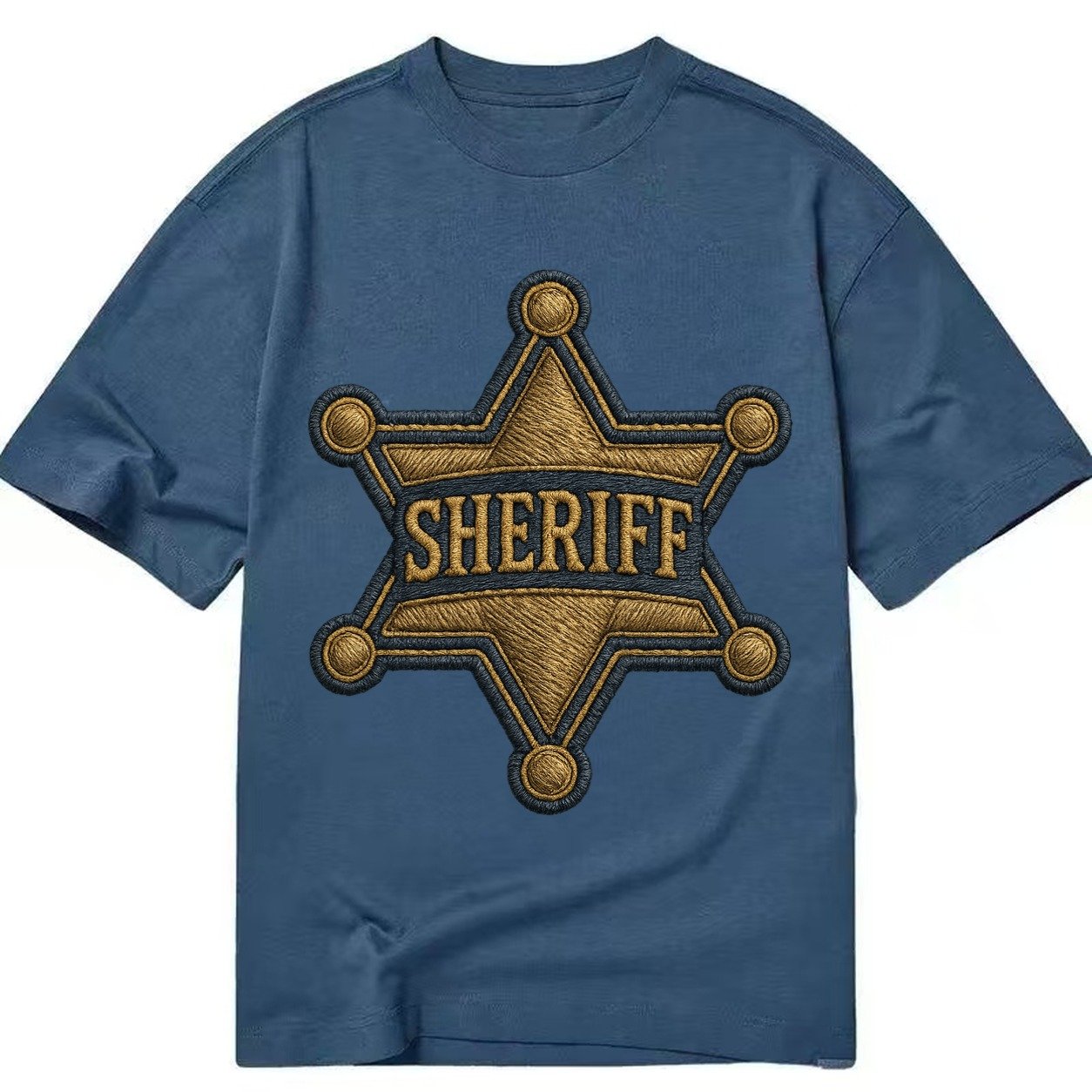 Sheriff Badge Six Pointed Star With Sheriff Engraving And Br Classic T-shirt – Twilight Navy