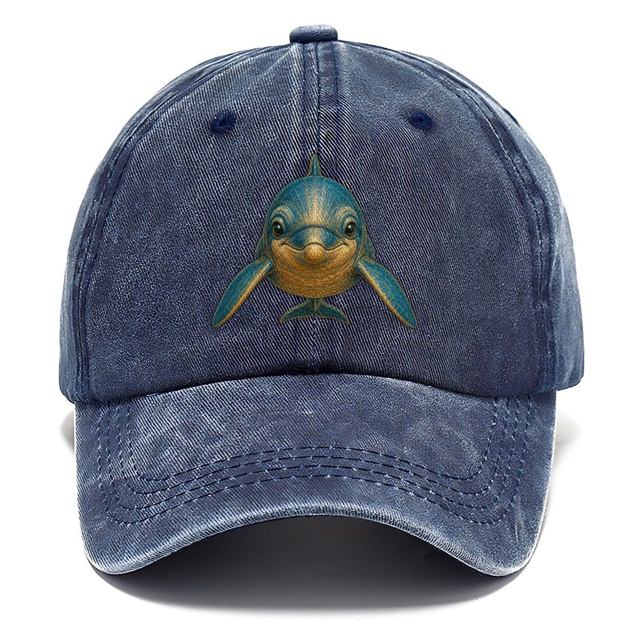 Vintage Blue and Gold Dolphin Classic Cap – Twilight Navy
