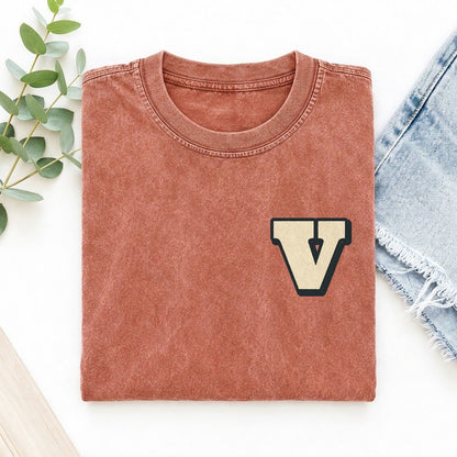 Initial V Left Chest Vintage T-shirt – Terracotta