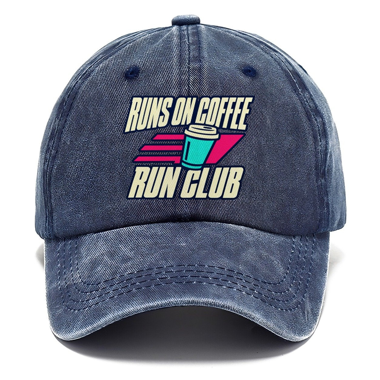 Runs On Coffee Run Club 90S Running Clubs Classic Cap – Twilight Navy