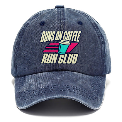 Runs On Coffee Run Club 90S Running Clubs Classic Cap – Twilight Navy