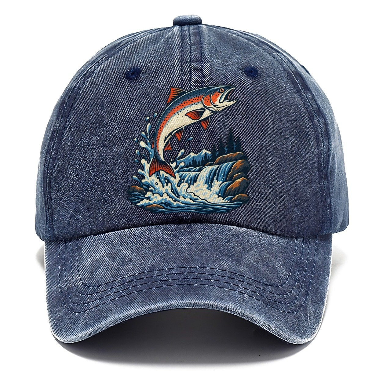 Salmon Leap Arc Fishing Elegant Classic Cap – Twilight Navy
