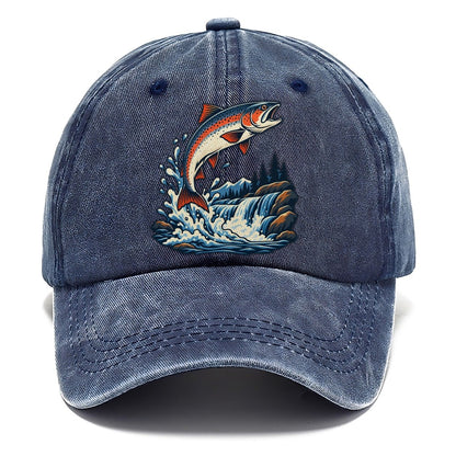 Salmon Leap Arc Fishing Elegant Classic Cap – Twilight Navy