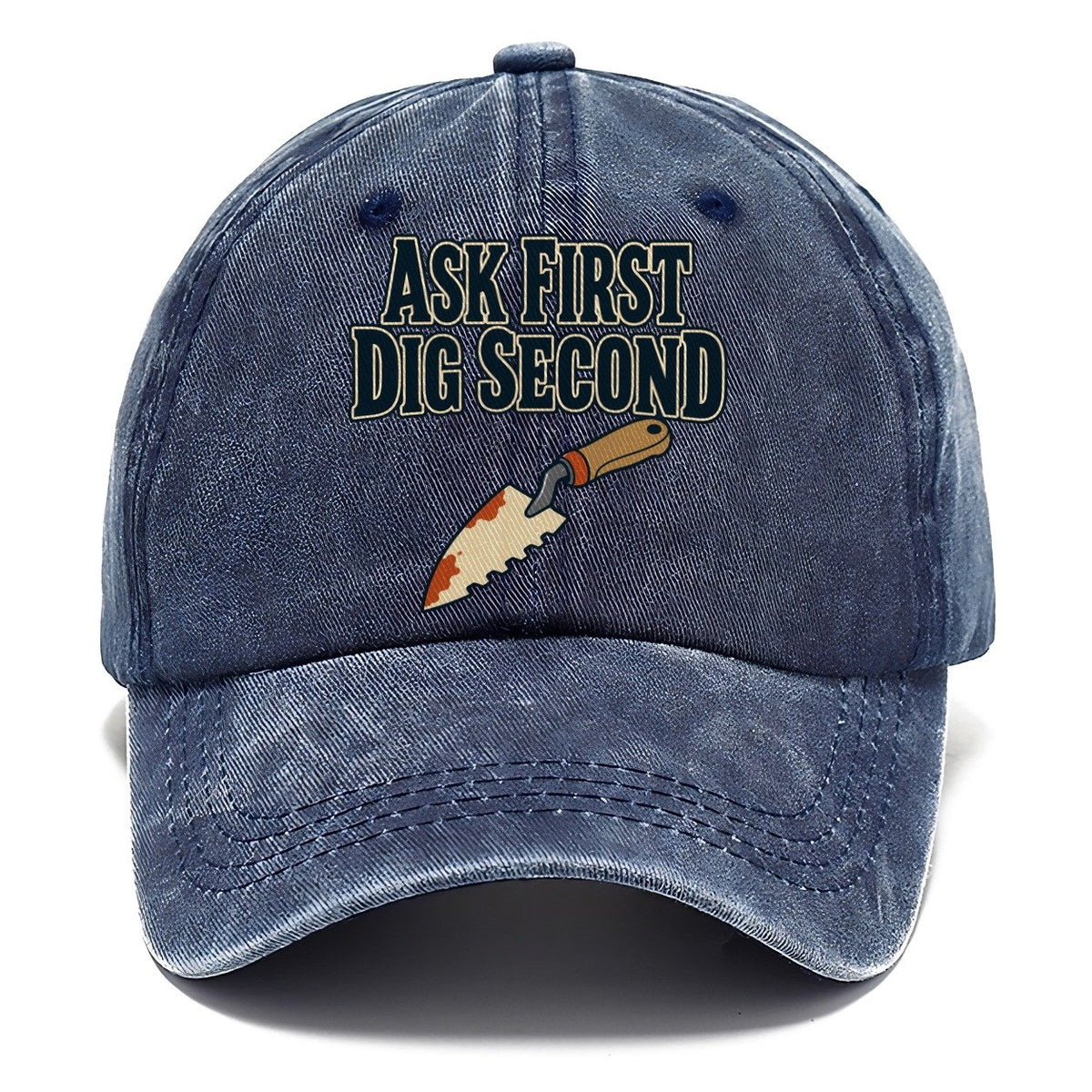 Ask First Dig Second Treasure Hunting Classic Cap – Twilight Navy