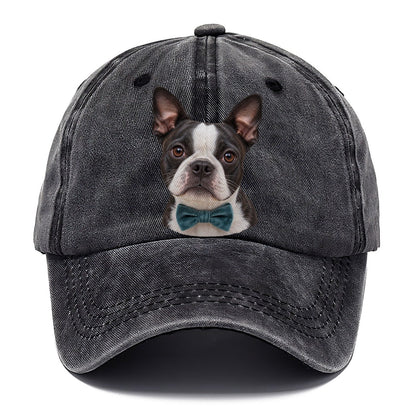 Boston Terrier Velvet Bow Character Club Classic Cap – Graphite