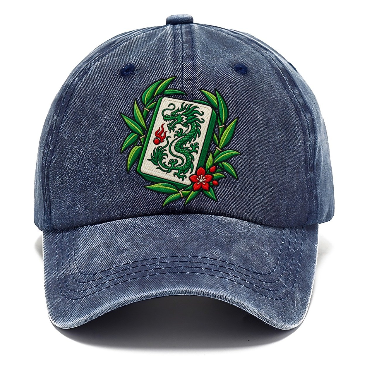 Green Dragon Mahjong Game Night Classic Cap – Twilight Navy