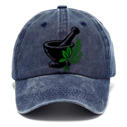 Mortar And Pestle With Herbs Witch Magic Classic Cap – Twilight Navy