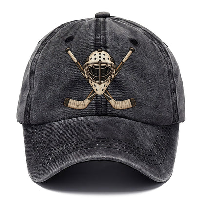 Goalie Mask And Crossed Sticks Character Club Classic Cap – Graphite