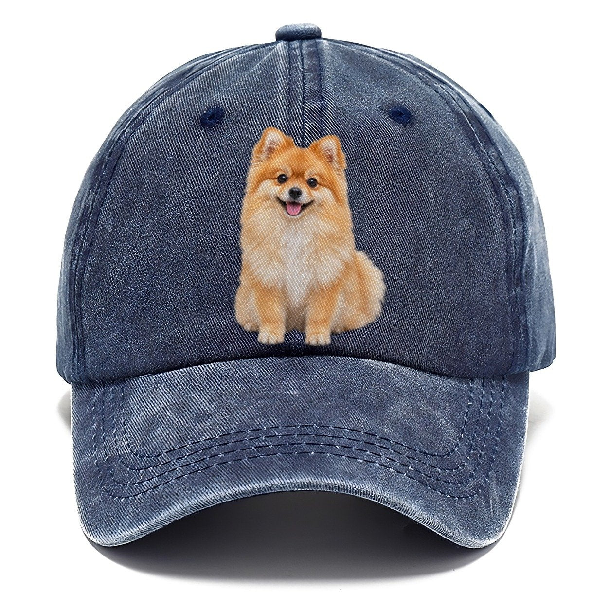 Pomeranian Sitting Top Breeds Classic Cap – Twilight Navy