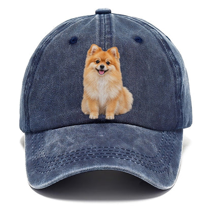 Pomeranian Sitting Top Breeds Classic Cap – Twilight Navy