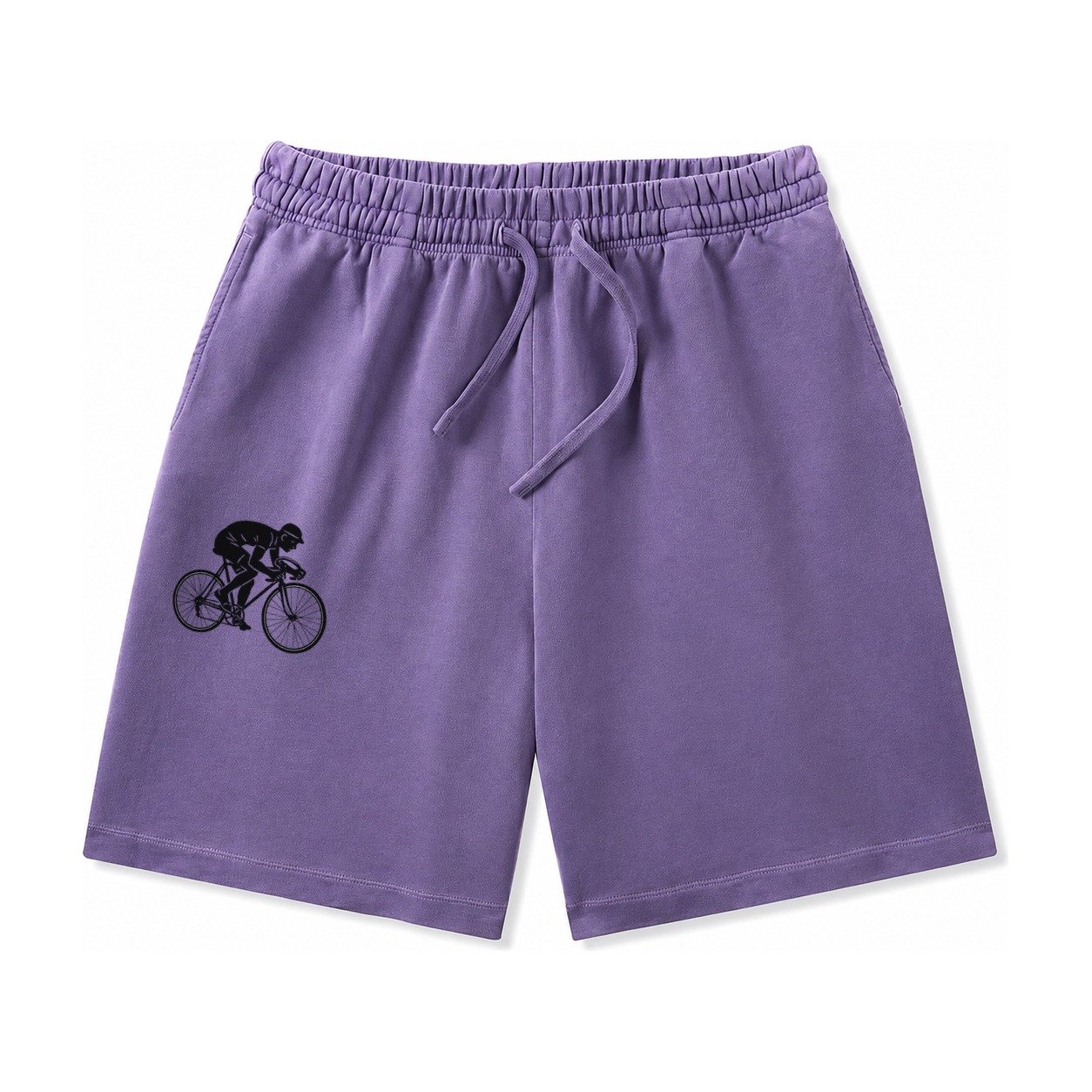 Cyclist Sprinting In Racing Position Washed Shorts – Purple