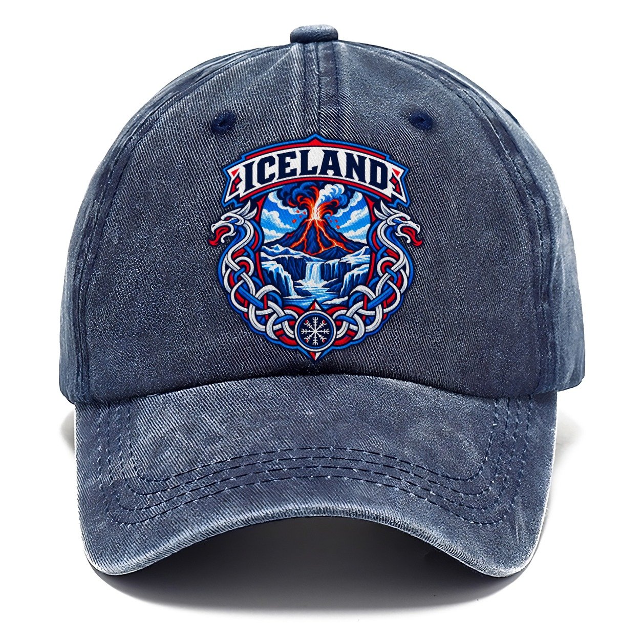 Iceland Retro Badge Country Logos Classic Cap – Twilight Navy