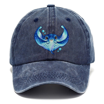 Manta Ray Wing Hug Sea Sprite Classic Cap – Twilight Navy