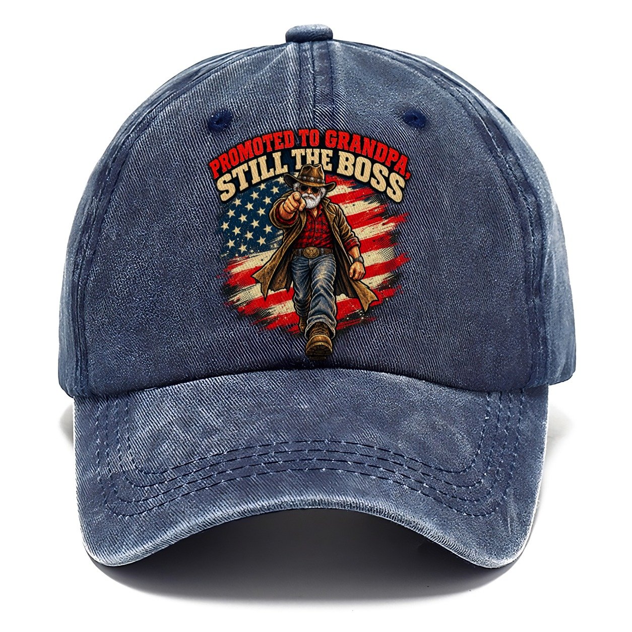 Promoted To Grandpa Still The Boss Old Man Strong Classic Cap – Twilight Navy