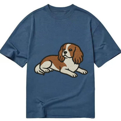 Cavalier King Charles Spaniel Blenheim Relaxed Lying Down Wi Classic T-shirt – Twilight Navy