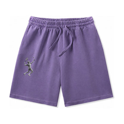 Tennis Player Serving Powerful Shot Washed Shorts – Purple