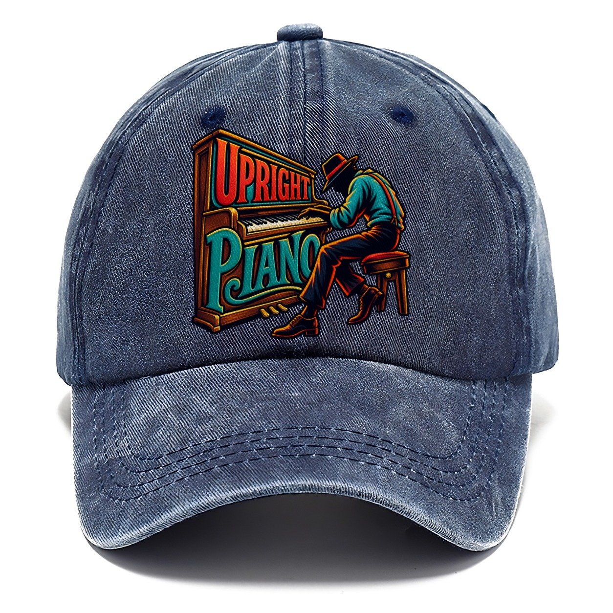 Upright Piano Wordmark Music Instruments Classic Cap – Twilight Navy