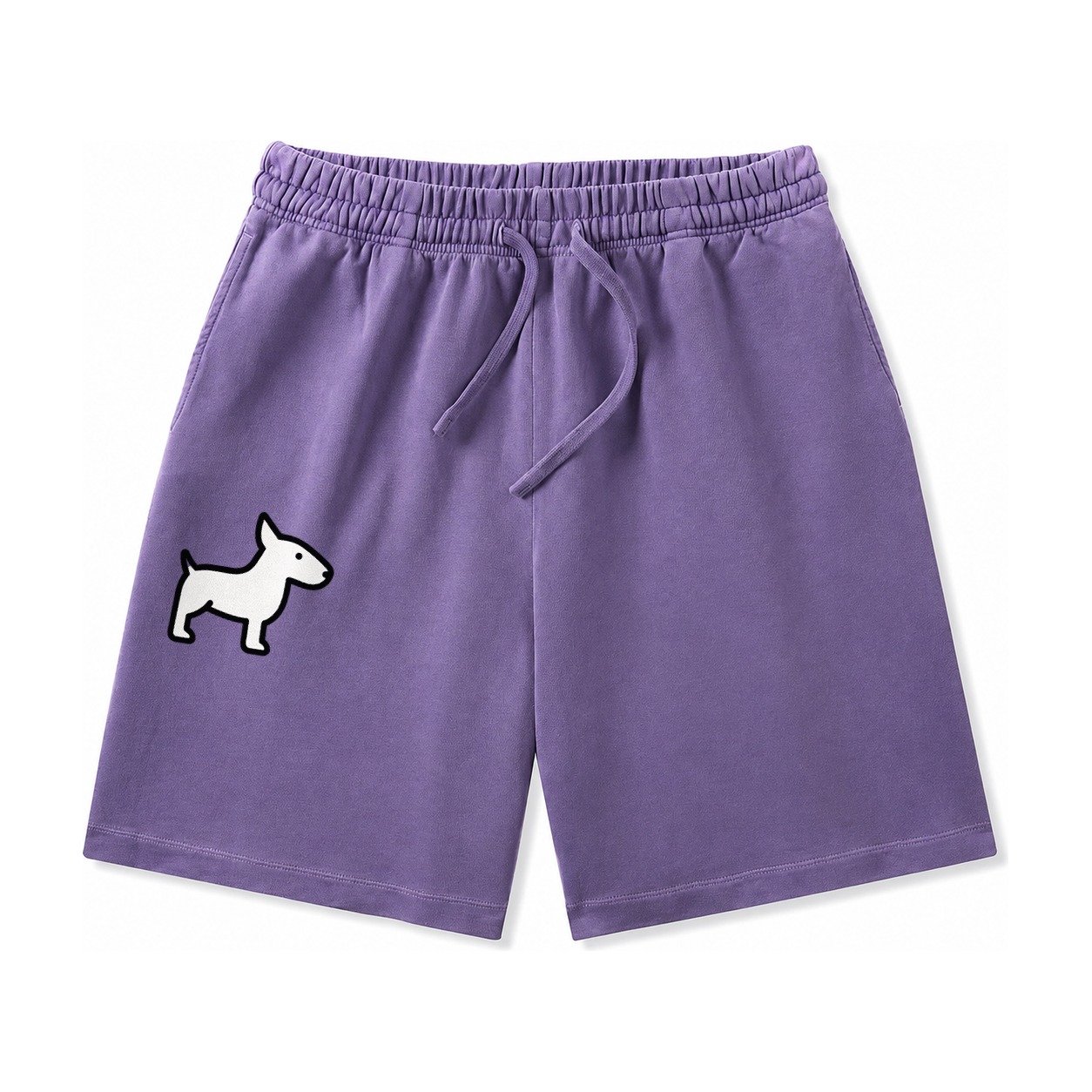 Bull Terrier White Egg Shaped Head Flat Side Profile Washed Shorts – Purple