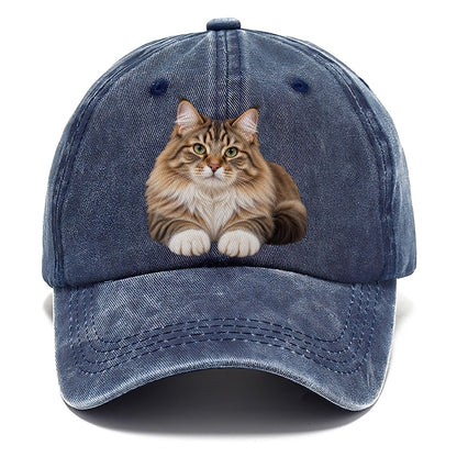 Siberian Reclining Paws Forward Realistic Cat Portrait Classic Cap – Twilight Navy