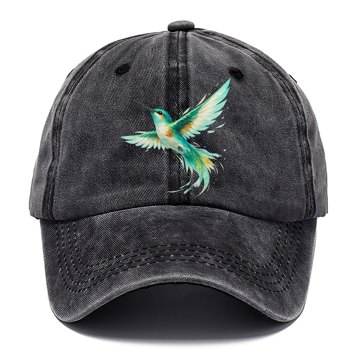 Teal Watercolor Hummingbird Classic Cap – Graphite