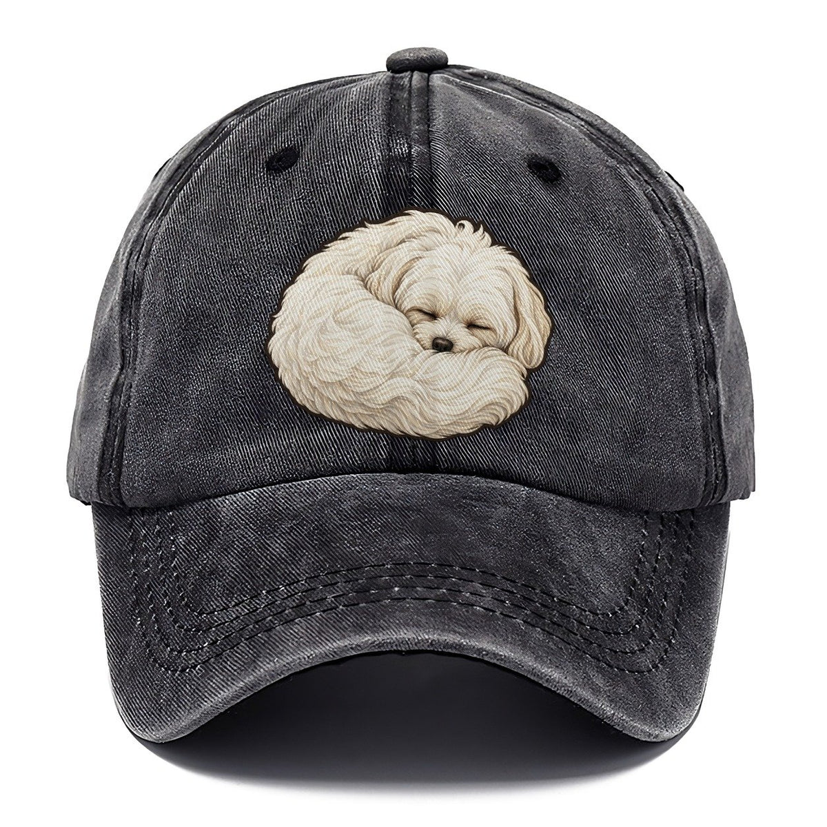 Maltese Curled Asleep Fan Favorites Classic Cap – Graphite