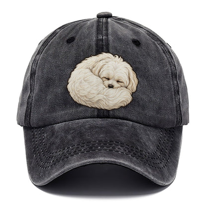 Maltese Curled Asleep Fan Favorites Classic Cap – Graphite
