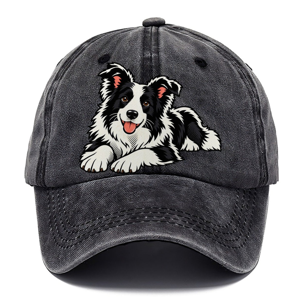Pop Art Border Collie Lying Down Top Breeds Classic Cap – Graphite