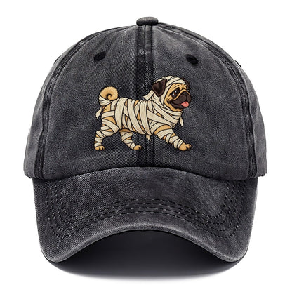 One Pug In Halloween Costume Mummy Wrapped In Bandages Halloween Dog Parade Classic Cap – Graphite