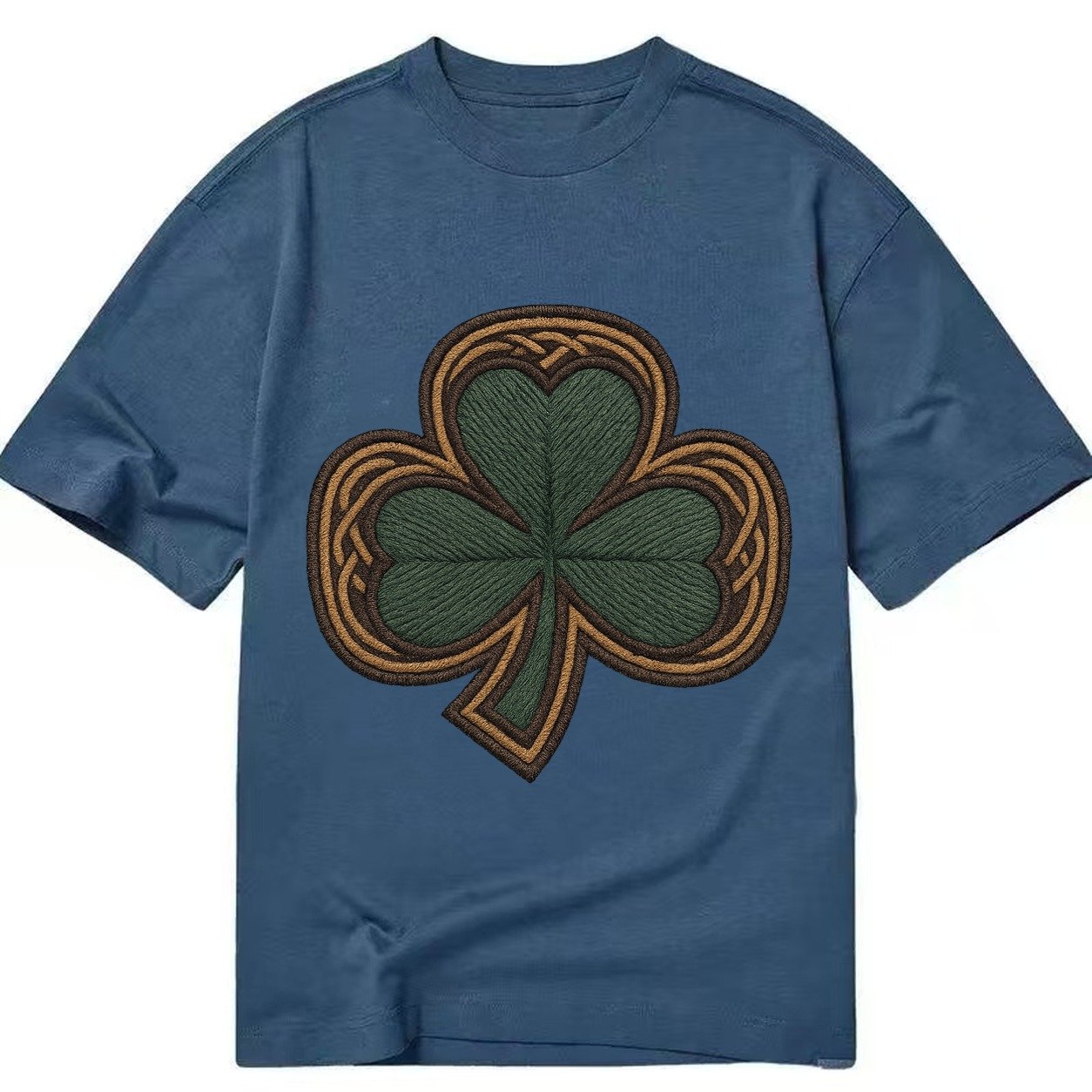 Shamrock Three Leaf Clover With Celtic Border Design Classic T-shirt – Twilight Navy