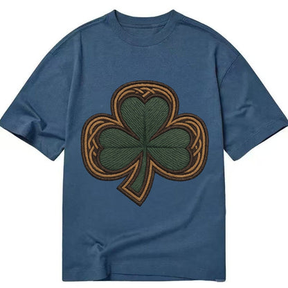 Shamrock Three Leaf Clover With Celtic Border Design Classic T-shirt – Twilight Navy
