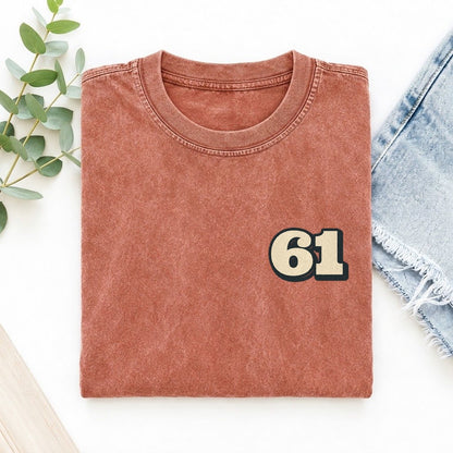 Number 61 Left Chest Vintage T-shirt – Terracotta