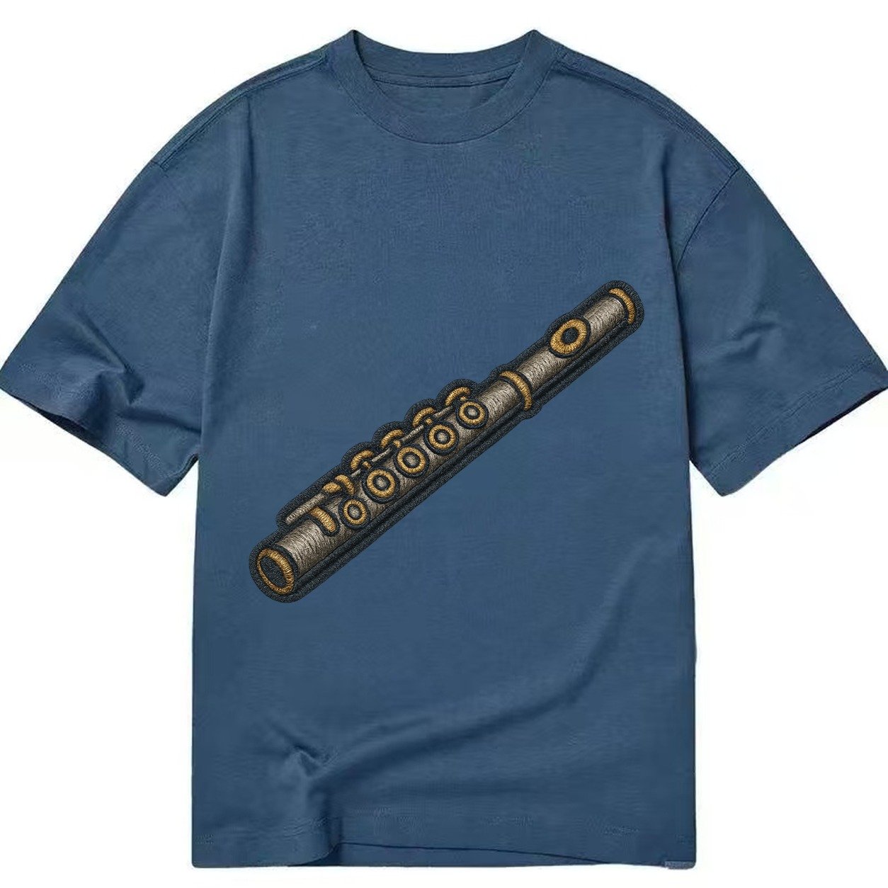 Flute Silver Flute With Keys And Embouchure Hole Classic T-shirt – Twilight Navy