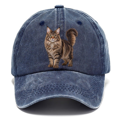 Maine Coon Standing Three Quarter Realistic Cat Portrait Classic Cap – Twilight Navy