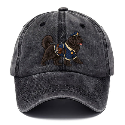 One Newfoundland In Halloween Costume Police Officer Costume With A Tiny Cap And Badge Halloween Dog Parade Classic Cap – Graphite
