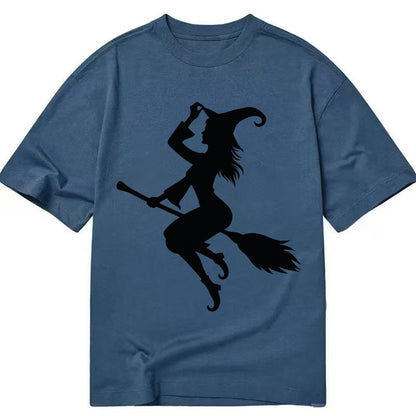 202308151409 Witch On Broom 4 Classic T-shirt – Twilight Navy