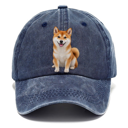 Shiba Inu Sitting Top Breeds Classic Cap – Twilight Navy