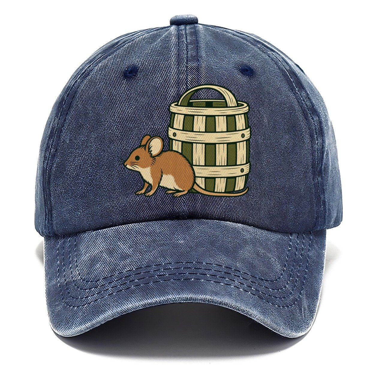 Field Mouse And Basket Foraging And Mycology Classic Cap – Twilight Navy