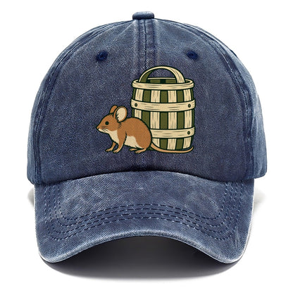 Field Mouse And Basket Foraging And Mycology Classic Cap – Twilight Navy
