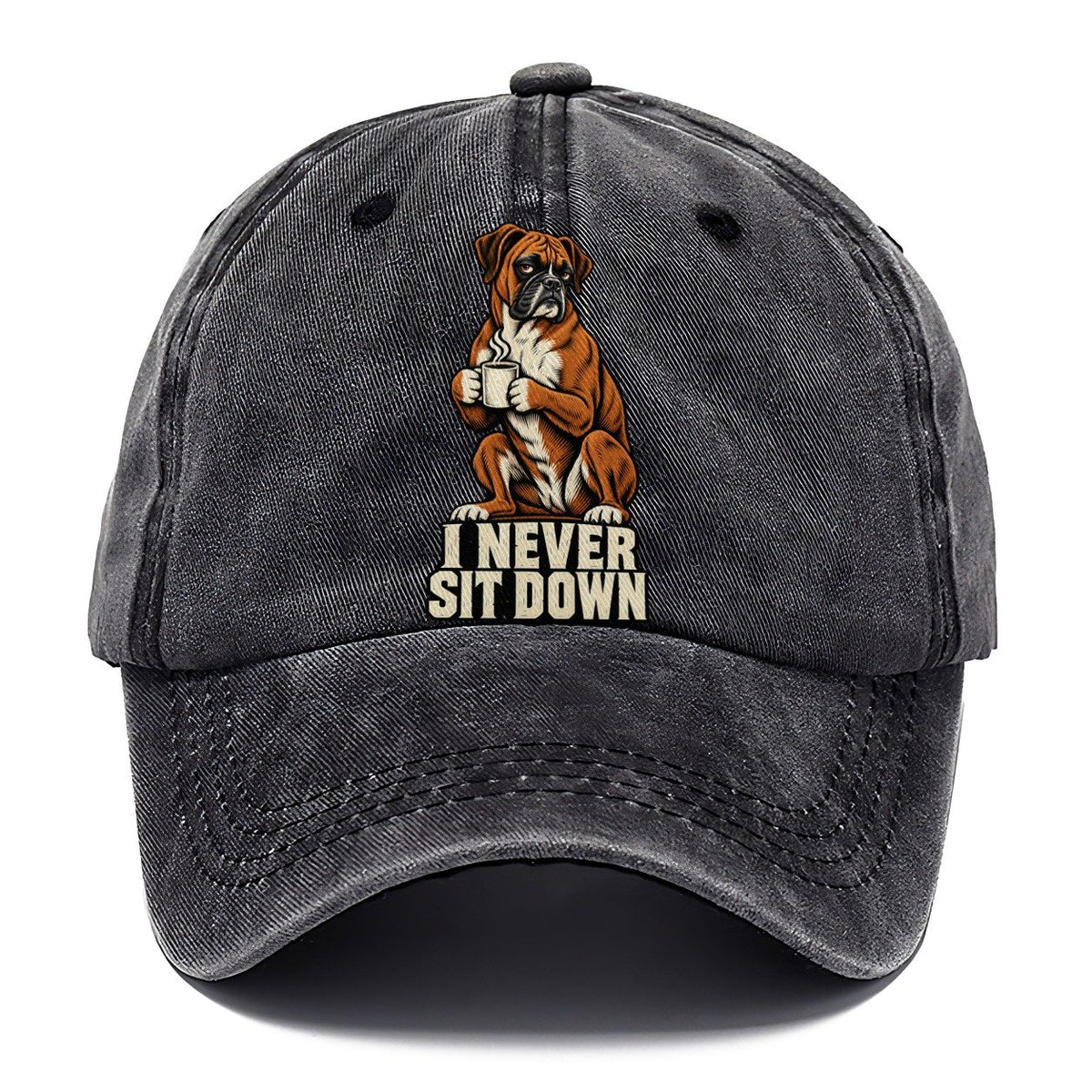 Boxer Dog I Never Sit Down Coffee Classic Cap – Graphite