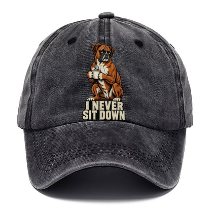 Boxer Dog I Never Sit Down Coffee Classic Cap – Graphite