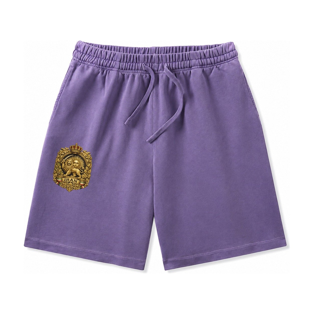 Iran Lion Sun Badge Washed Shorts – Purple