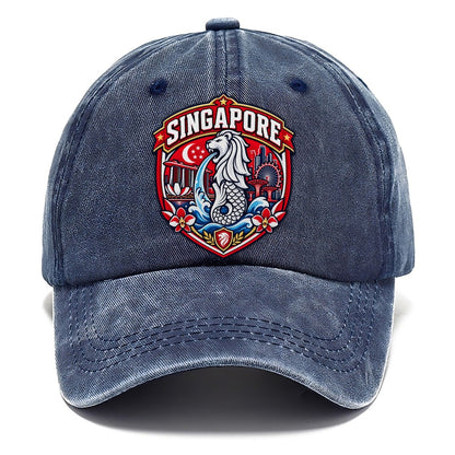 Singapore Retro Badge Country Logos Classic Cap – Twilight Navy